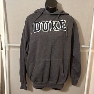 Duke University Gray Fleece Hooded Sweatshirt Stitched Spellout Hoodie Soffe L